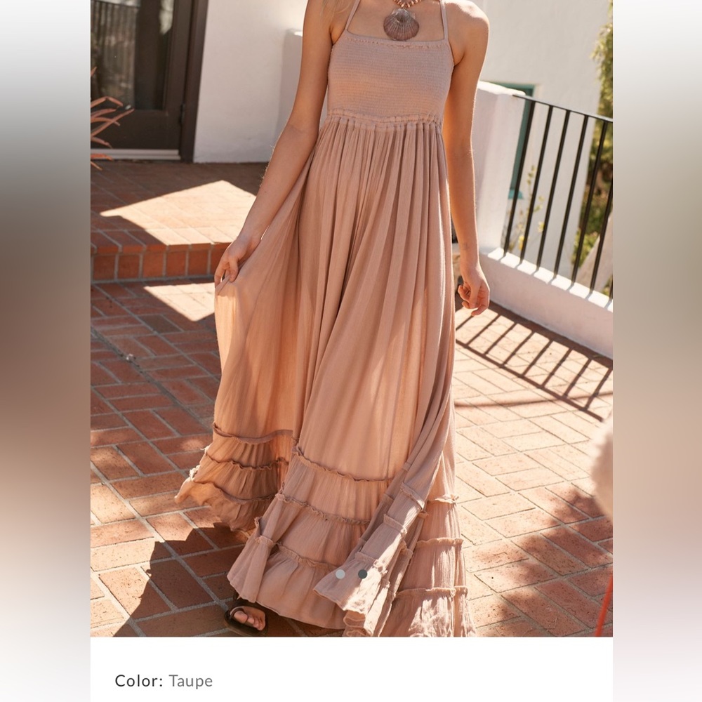 Free People Extratropical Maxi Dress Taupe Large